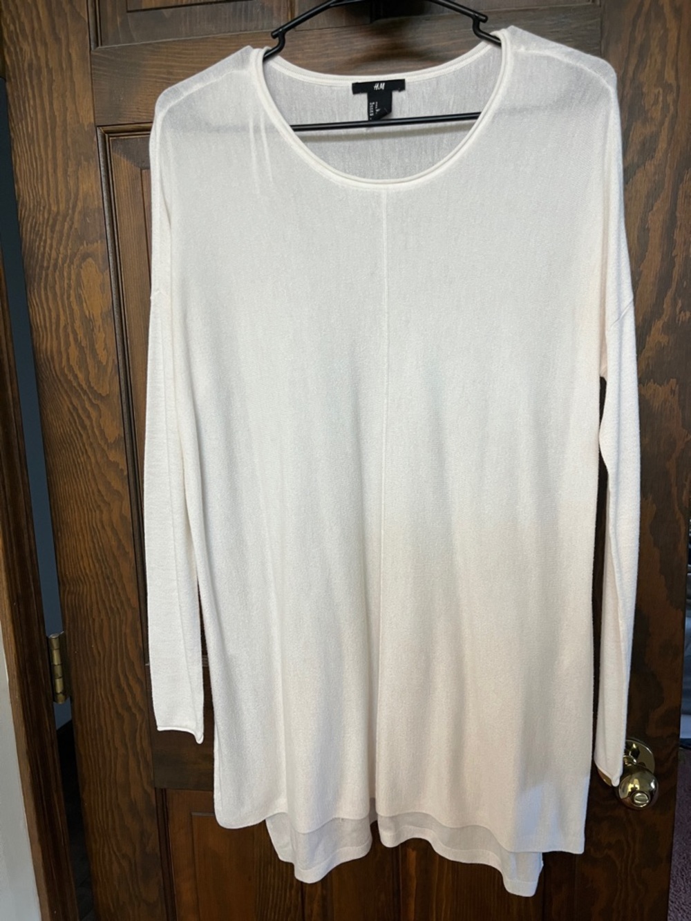 H&M Cream Lightweight Long-Sleeve Tunic Top